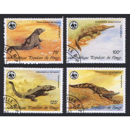 Congo WWF Crocodiles 4v 1987 CTO SG#1058-1061 MI#1063-1066 Sc#C367-C370