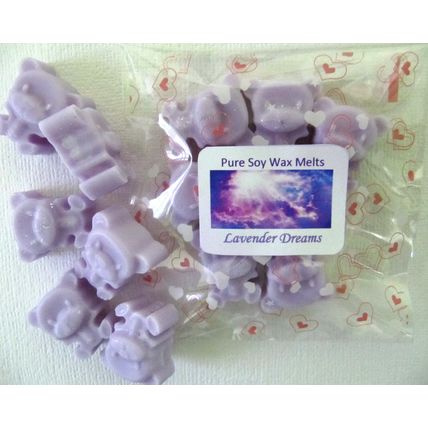 6 cute Teddy Bear soy wax tart melts, relaxing Lavender Dreams fragrance
