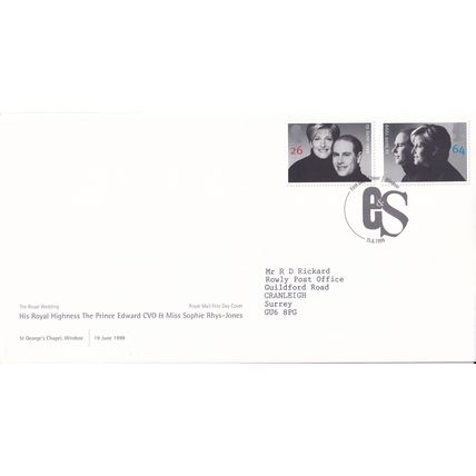 ROYAL MAIL First Day Cover JUNE 1999 ROYAL WEDDING Postmark: WINDSOR