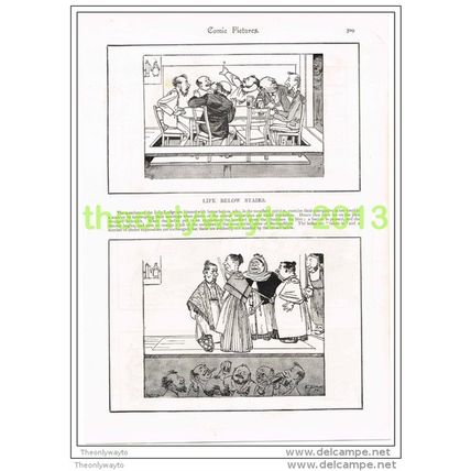 LIFE BELOW STAIRS, CARTOON, Book Illustration c1895