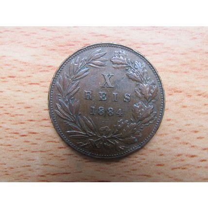 Portugal 1884 10 Reis D. Luiz 1 (Mint Error) Coin