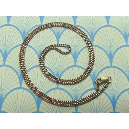 Vintage Italian Rose Gold Plated 925 Sterling Silver Curb Link Chain Necklace