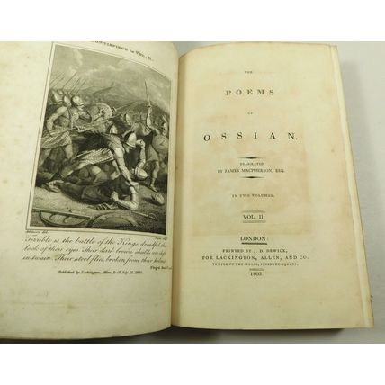 Poems Of Ossian Antique 1803 Georgian Leather Book Set - Macpherson