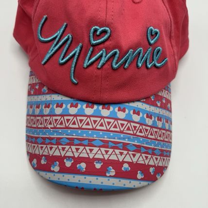 Disney Parks Minnie Mouse Youth Hat Coral Pink Heart Cap Adjustable Kids