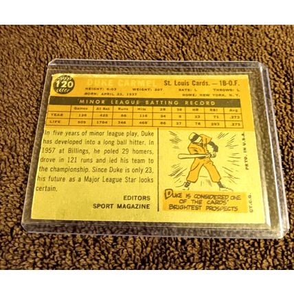 1960 Topps # 137 RC Duke Carmel St Louis Cardinals First Base 3.0 VG Condition