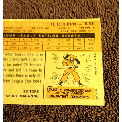 1960 Topps # 137 RC Duke Carmel St Louis Cardinals First Base 3.0 VG Condition