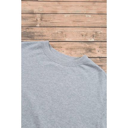 Light Grey Plain Drop Shoulder Crewneck Pullover Sweatshirt