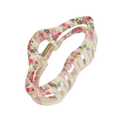 Strawberry Pink Flower Print Cut Out Cloud Shape Hair Claw Clip