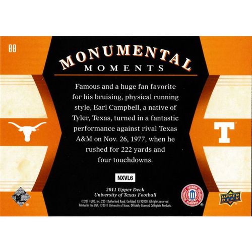 2011 UD University of Texas - #88 - Earl Campbell Monumental Moments