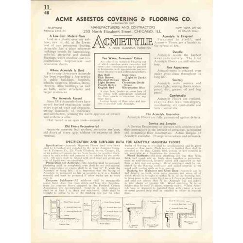 acme asbestos covering flooring company 1938 acmetyle vintage catalog