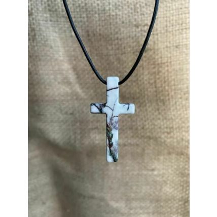 Snow Camo Cross Necklace, plus a FREE St. Hubert and Jesus Prayer Card