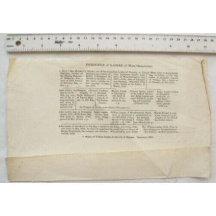 1600s-1790 Lambe family of West Herrington pedigree