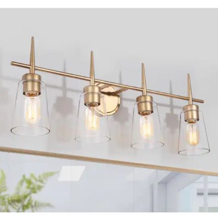LNC Modern Brass Gold French Farmhouse 5-Lt Vintage Candlestick Chandelier
