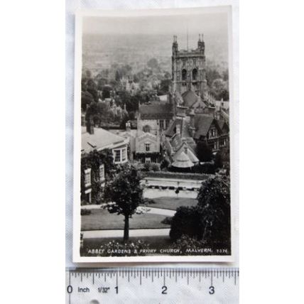 vintage postcard Abbey Gardens & Priory Church, Malvern