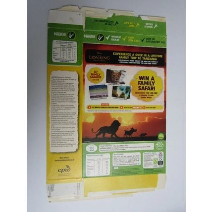 Nestle Shredded Wheat 2020 Lion King Empty Cereal Box 750g Box only