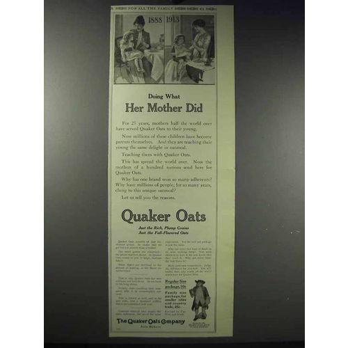 1913 Quaker Oats Ad - Doing What Her Mother Did