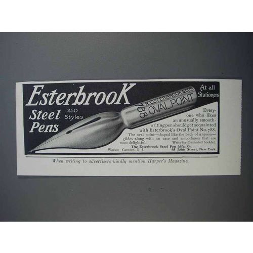 1913 Esterbrook Oval Point No. 788 Ad - Steel Pens