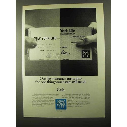1971 New York Life Insurance Ad - One Thing Estate Need