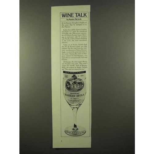 1975 Austin, Nichols Chateau Rausan Segla Wine Ad