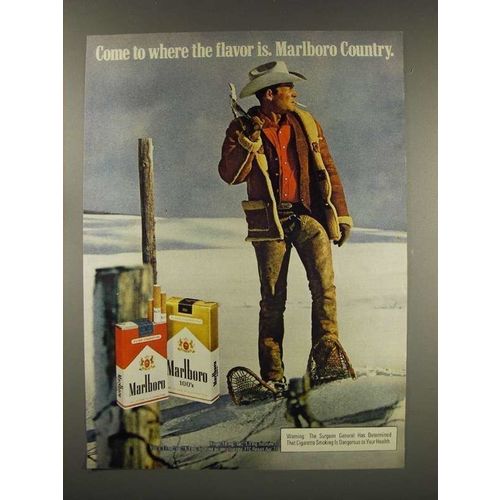 1976 Marlboro Cigarette Ad - Marlboro Man - Snow Scene