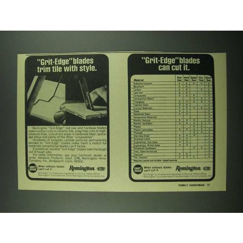 1976 Remington Grit-Edge Blades Ad - Trim Tile With Style