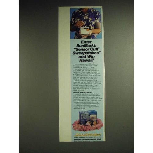 1985 SunMark Sensor Cuff Electronic/Digital Blood Pressure & Pulse Monitor Ad