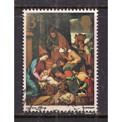 GB 1967 QE2 3d Christmas Paintings used stamp SG 756 ( H674 )