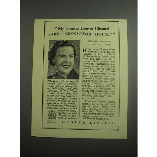 1948 Hoover Vacuum Cleaner Ad - My home is Hoover-Cleaned like Grosvenor House