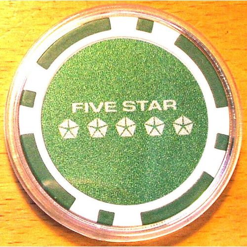 Chrysler 5 Star Poker Chip Golf Ball Marker - green