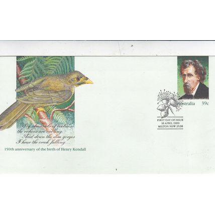 Australia 1989 Henry Kendall FDC Milton special cancel Unaddressed VGC