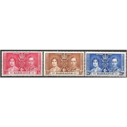 Barbados 1937 Coronation Set SG245-247 Mounted Mint . .. .