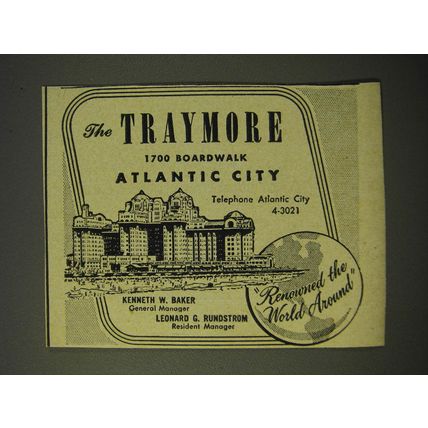 1950 The Traymore Hotel Ad - The Traymore 1700 Boardwalk Atlantic City