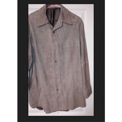 Genuine Leather Men's Jacket Coat Blazer Size 44 Beige Brown Luxurious