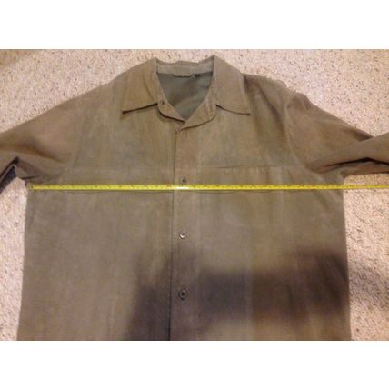 Genuine Leather Men's Jacket Coat Blazer Size 44 Beige Brown Luxurious