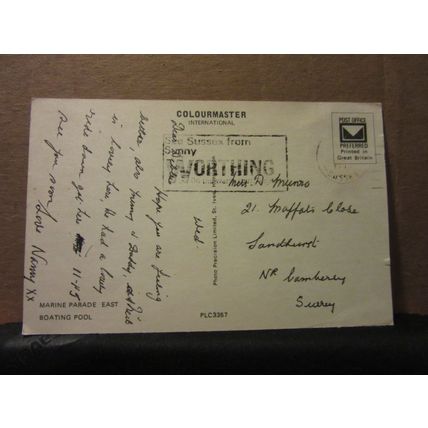 multiview, WORTHING, SUSSEX used vintage postcard Colourmaster =
