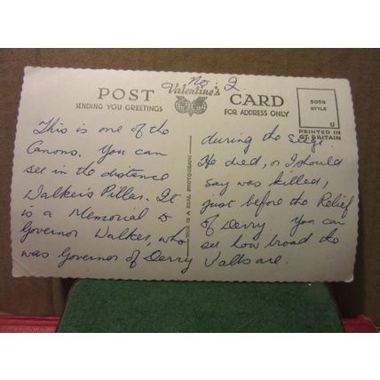 ROARING MEG, ROYAL BASTION, LONDONDERRY, N. IRELAND postcard RP Valentine /