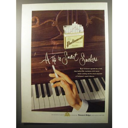 1950 Parliament Cigarettes Ad - A tip to smart smokers - Piano