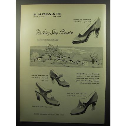 1950 B. Altman & Co. Shoes Ad - Walking Shoe Classics