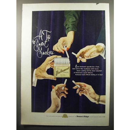 1950 Parliament Cigarettes Advertisement - A tip