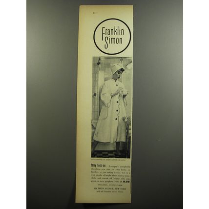 1952 Franklin Simon Loungee Coverup Ad - Terry toss-on