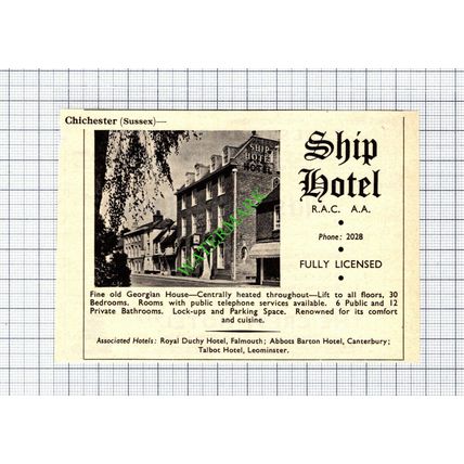 Ship Hotel Chichester Sussex Advert - 1965 Small Cutting