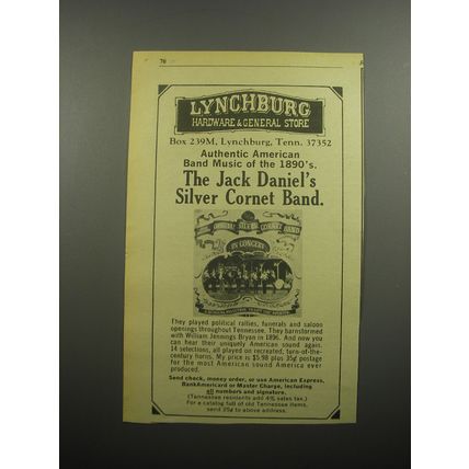 1974 The Jack Daniel's Silver Cornet Band Album Advertisement