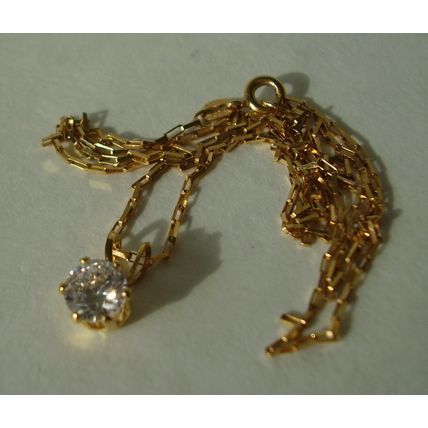 Necklace 9ct Hallmark Gold Zircon Pendant 9K 375 9 carat 18" Chain