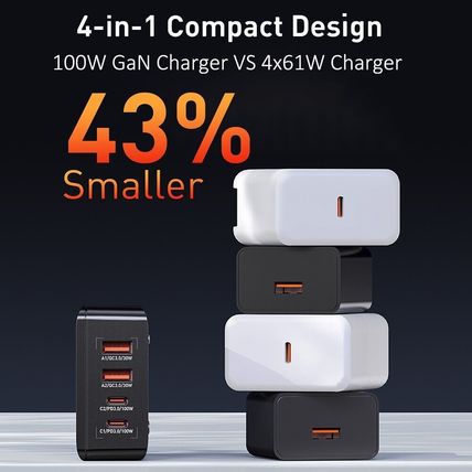 LDNIO 100W GaN Charger PD QC4+ USB C Charging Station 4 Ports UK Plug 5ft Cable