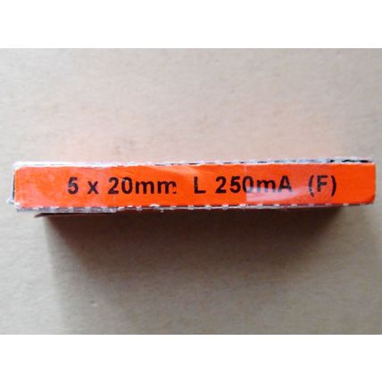 250mA 250v 20mm Quickblow Fuses, Farnell Pack of 10 New Old Stock