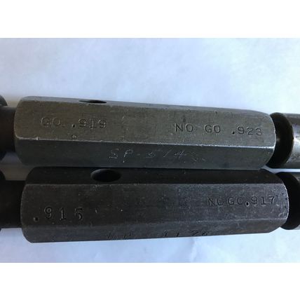 LOT THE PIPE MACHINERY GO NO GO PLUG GAGE .919,.923,.915,.917,SA