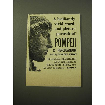 1960 Crown Book Advertisement - Pompeii & Herculaneum by Marcel Brion