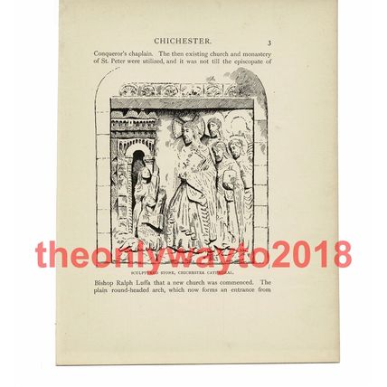 Sculptured Stone, Chichester Cathedral, Sussex, Book Illustration (Print), 1903