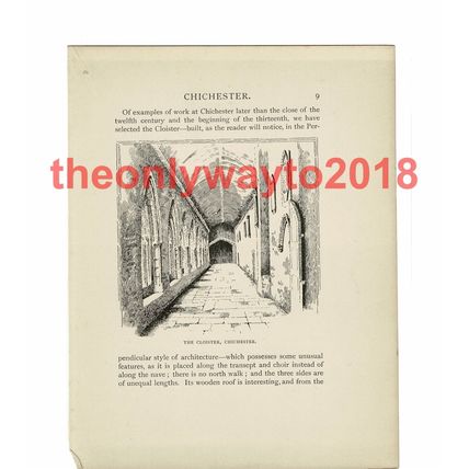 Cloister, Chichester Cathedral, Sussex, Book Illustration (Print), 1903