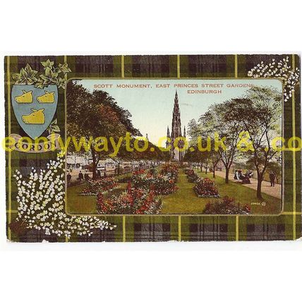 SCOTT MONUMENT, EDINBURGH, SCOTLAND (GORDON TARTAN), Postcard
